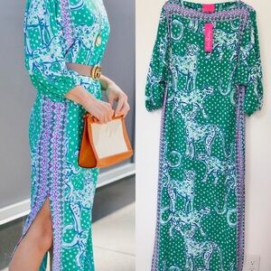 Elegant Green Leopard Print Dress
